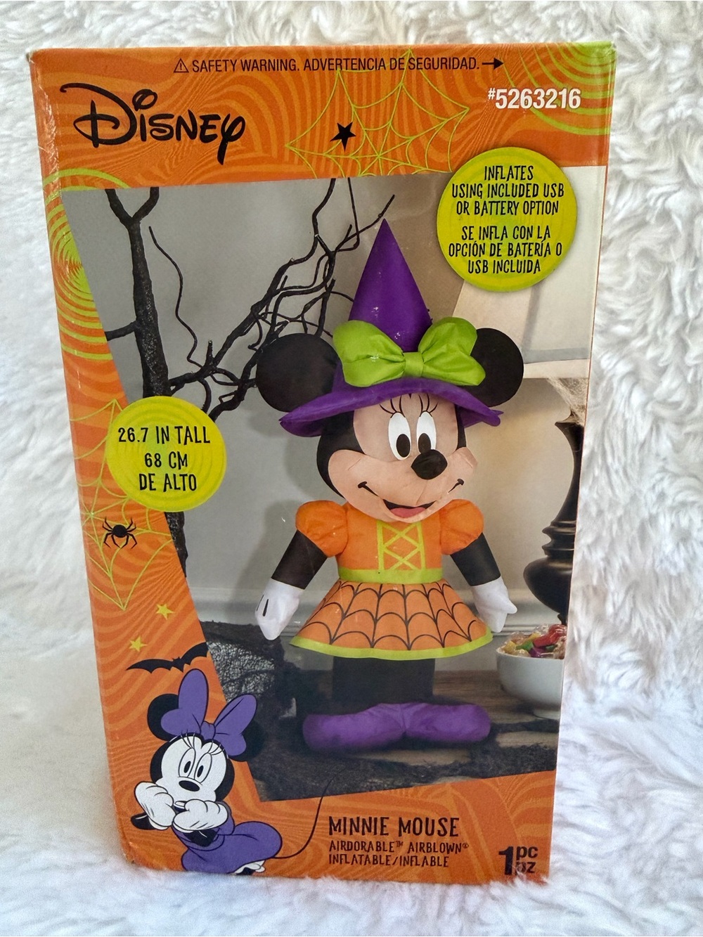 Disney Minnie Mouse Halloween Witch Inflatable - Orange & Purple Brand NEW